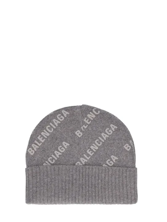 Balenciaga   Logo printed cashmere knit beanie hat 
