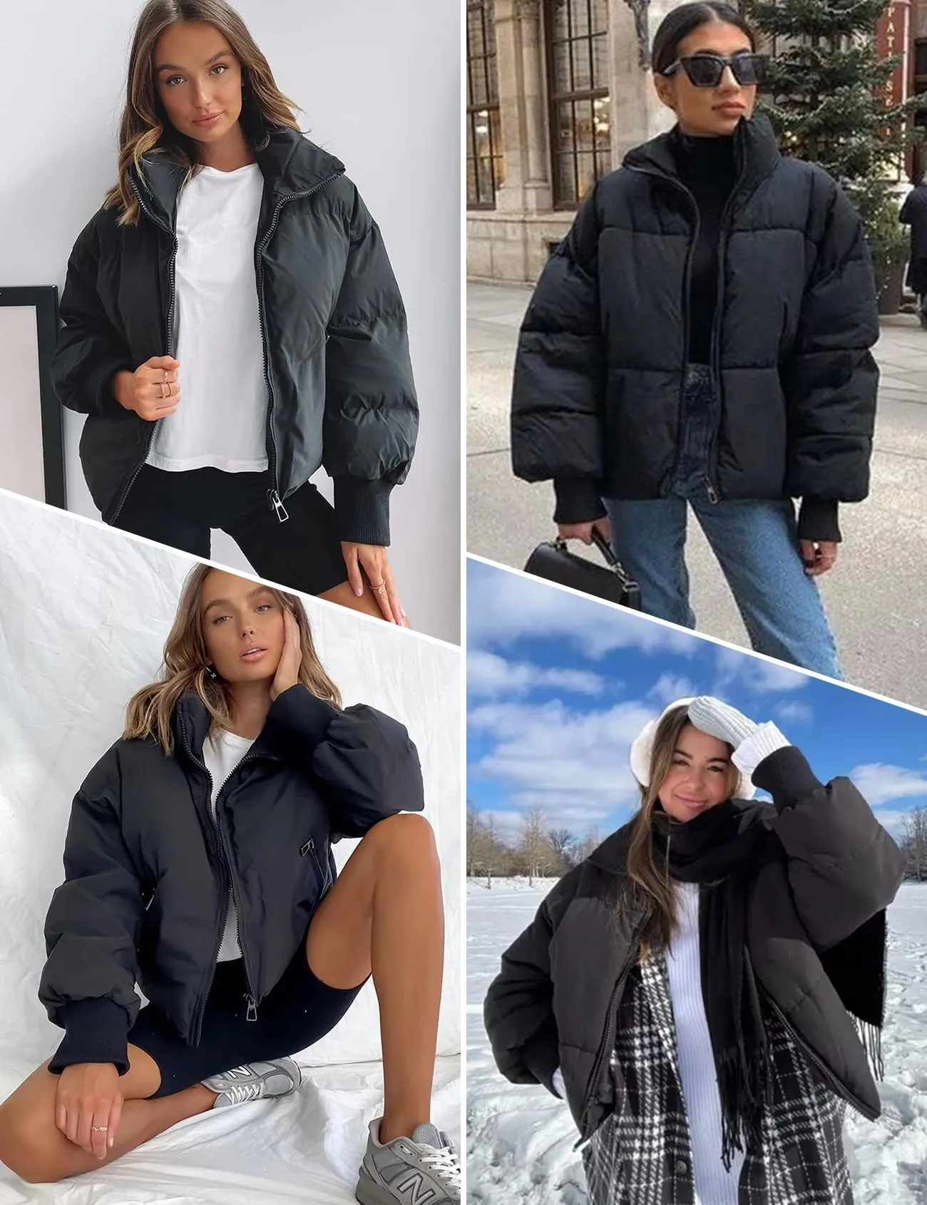 Beige Women’s Winter Jacket Coat Cropped Puffer Short Warm Quilted - Gihuo