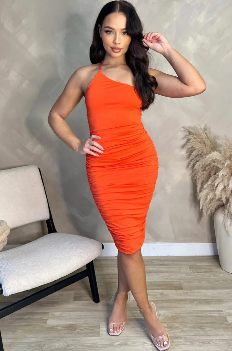 Bella Orange One Shoulder Dress