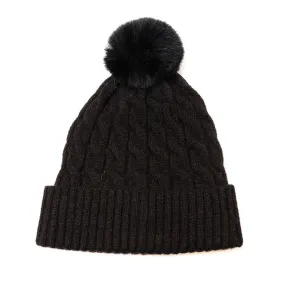 Black Cable Knit Hat 50% Recycled Polyester