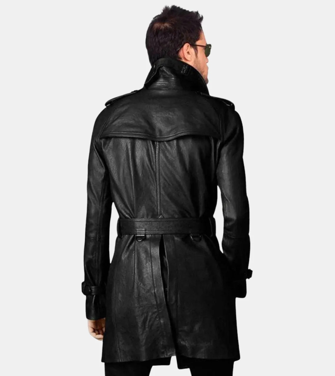 Black Vintage Style Long Men's Leather Coat