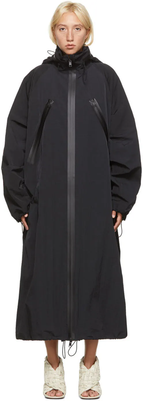 Bottega Veneta Black Nylon Long Coat