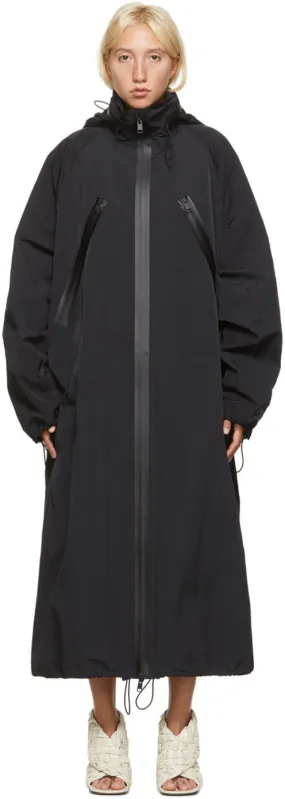 Bottega Veneta Black Nylon Long Coat