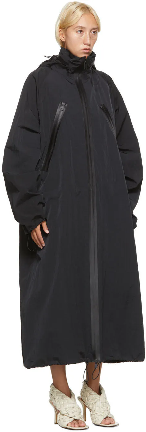 Bottega Veneta Black Nylon Long Coat