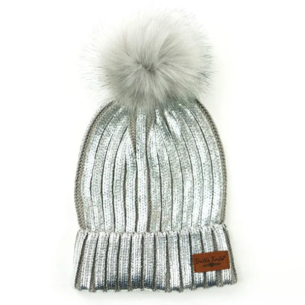 Britt's Knits - Metallic Knit Pom Hat
