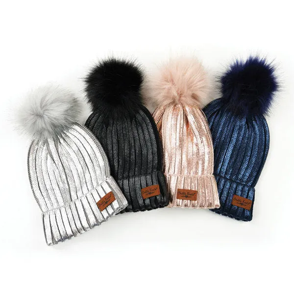 Britt's Knits - Metallic Knit Pom Hat