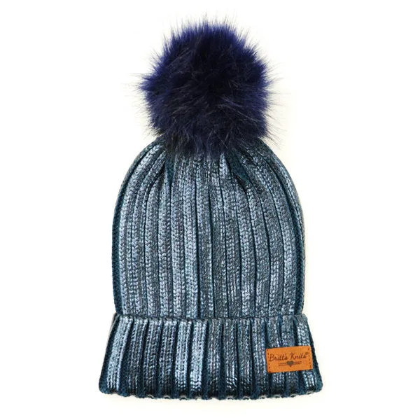 Britt's Knits - Metallic Knit Pom Hat