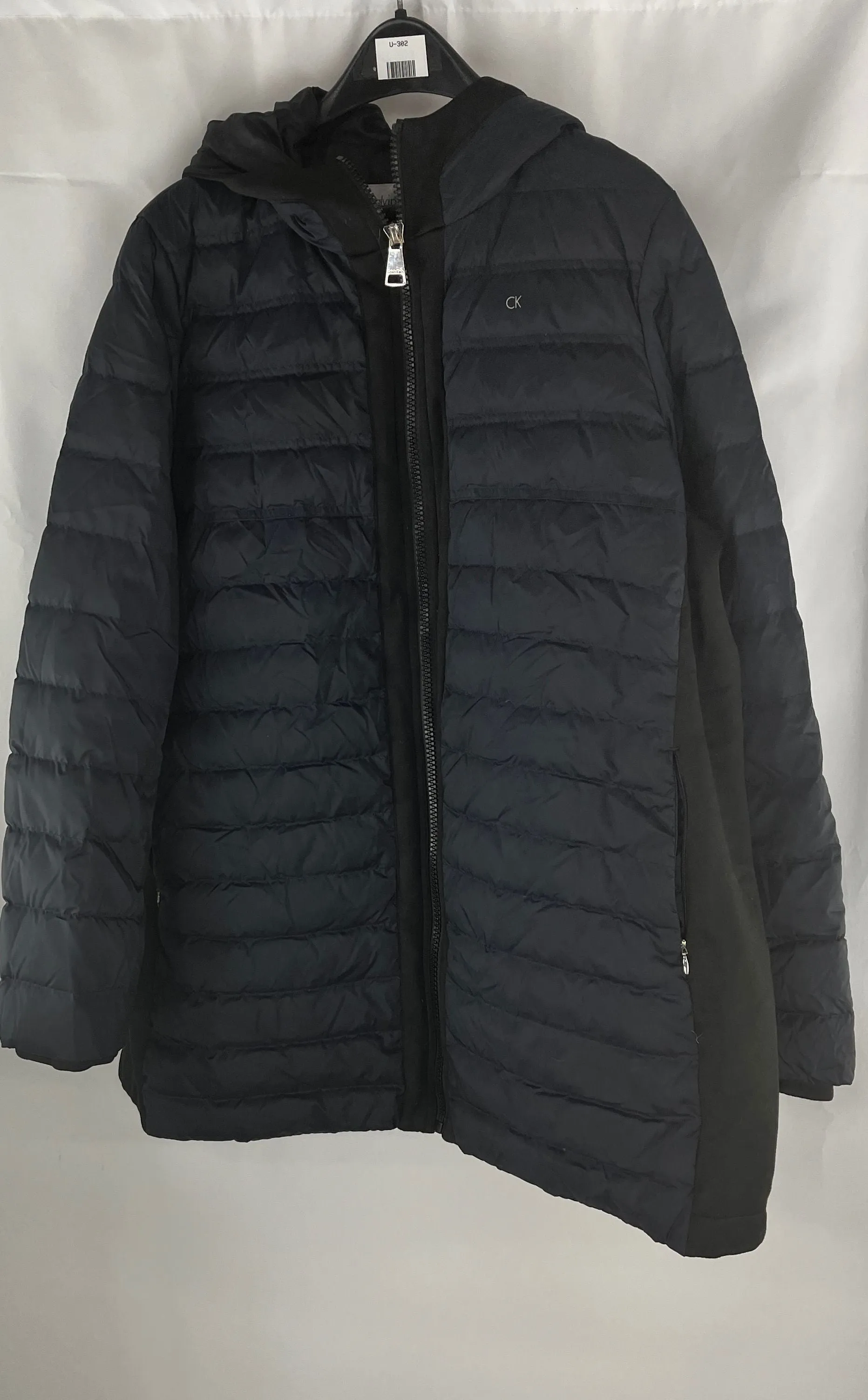 Calvin Klein Men Black Packable Hooded Down Puffer Coat Jacket Size 2X MSRP $226