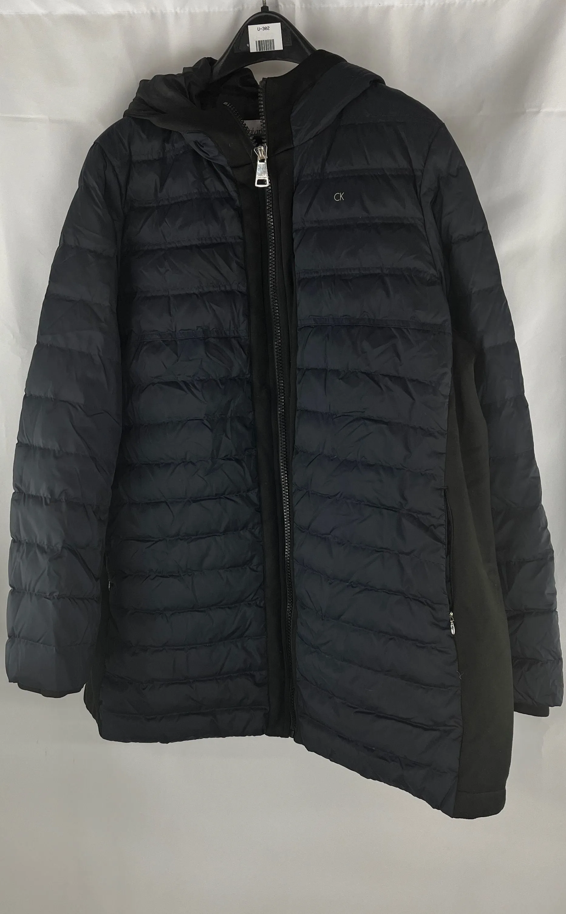 Calvin Klein Men Black Packable Hooded Down Puffer Coat Jacket Size 2X MSRP $226