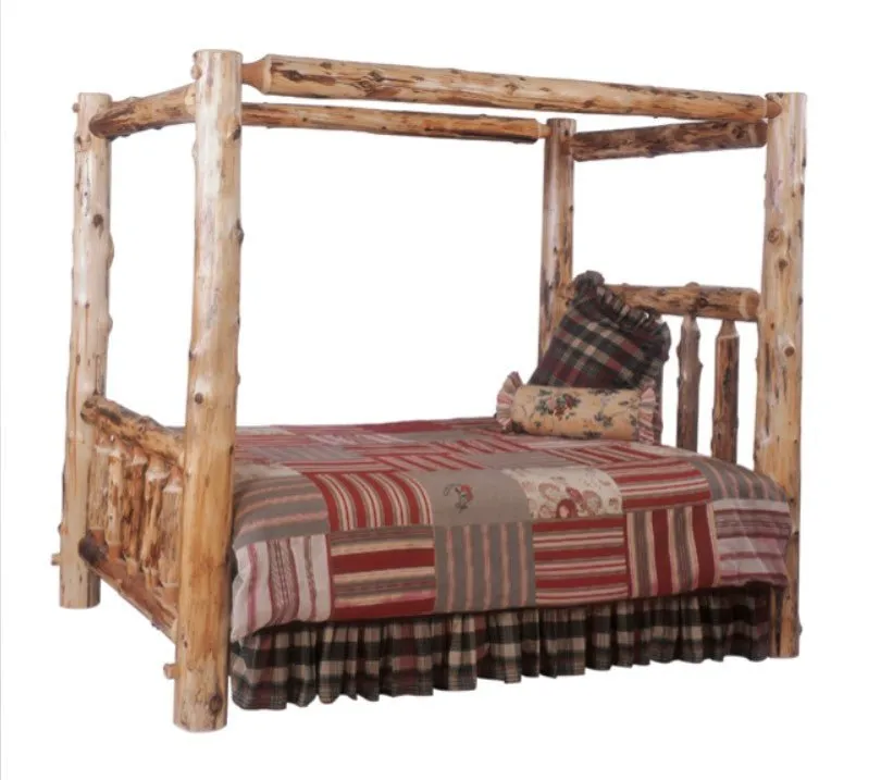 Cedar Log Canopy Bed - Full