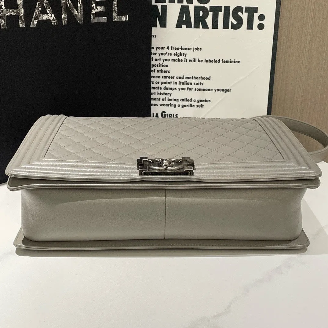 Chanel Boy Bag XL Lambskin Gray Quilted Flap 2013