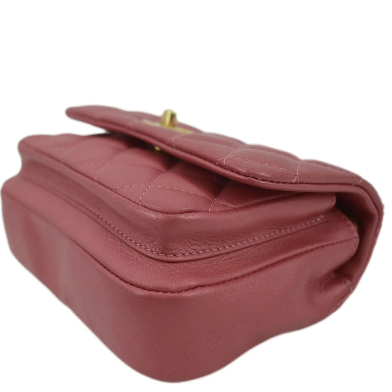 CHANEL Front Pocket Quilted Leather Crossbody Bag Pink