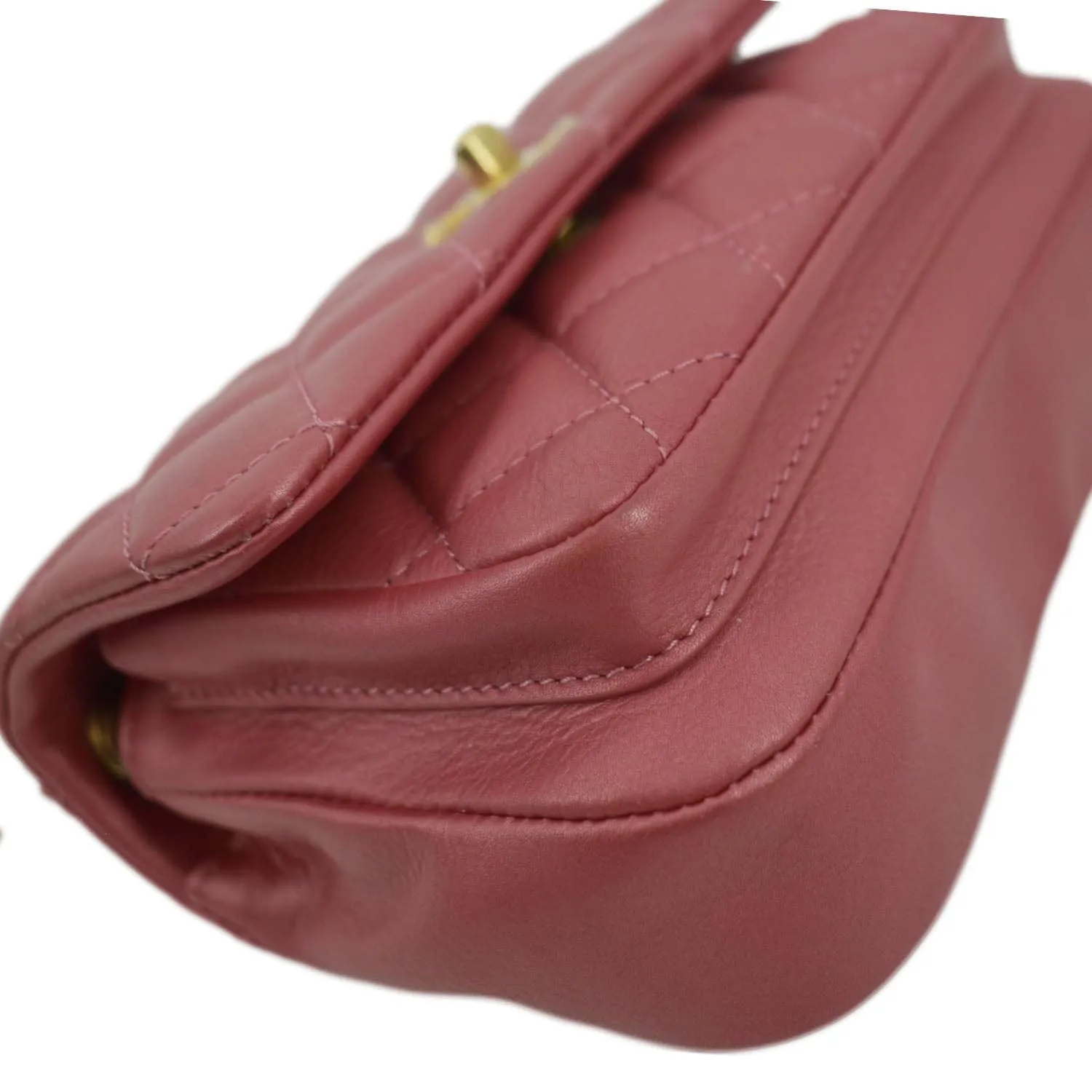 CHANEL Front Pocket Quilted Leather Crossbody Bag Pink