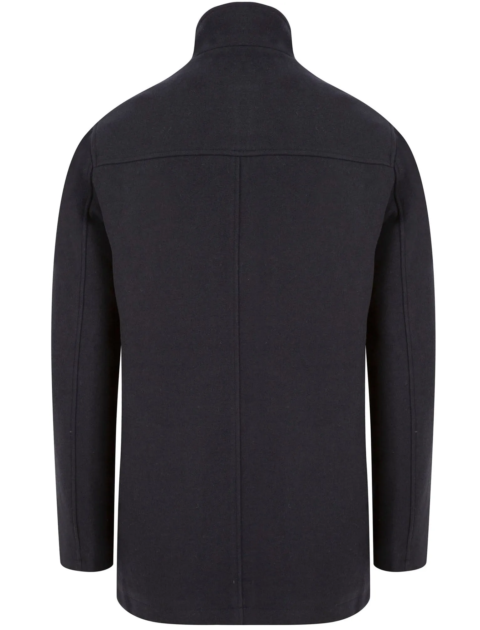 Clayne Wool Look Notch Collar Tailored Coat with Quilted Mock Insert in Navy - Tokyo Laundry
