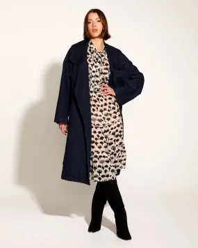Fate Becker Night And Day High Collar Oversized Denim Trench Coat - Midnight Blue