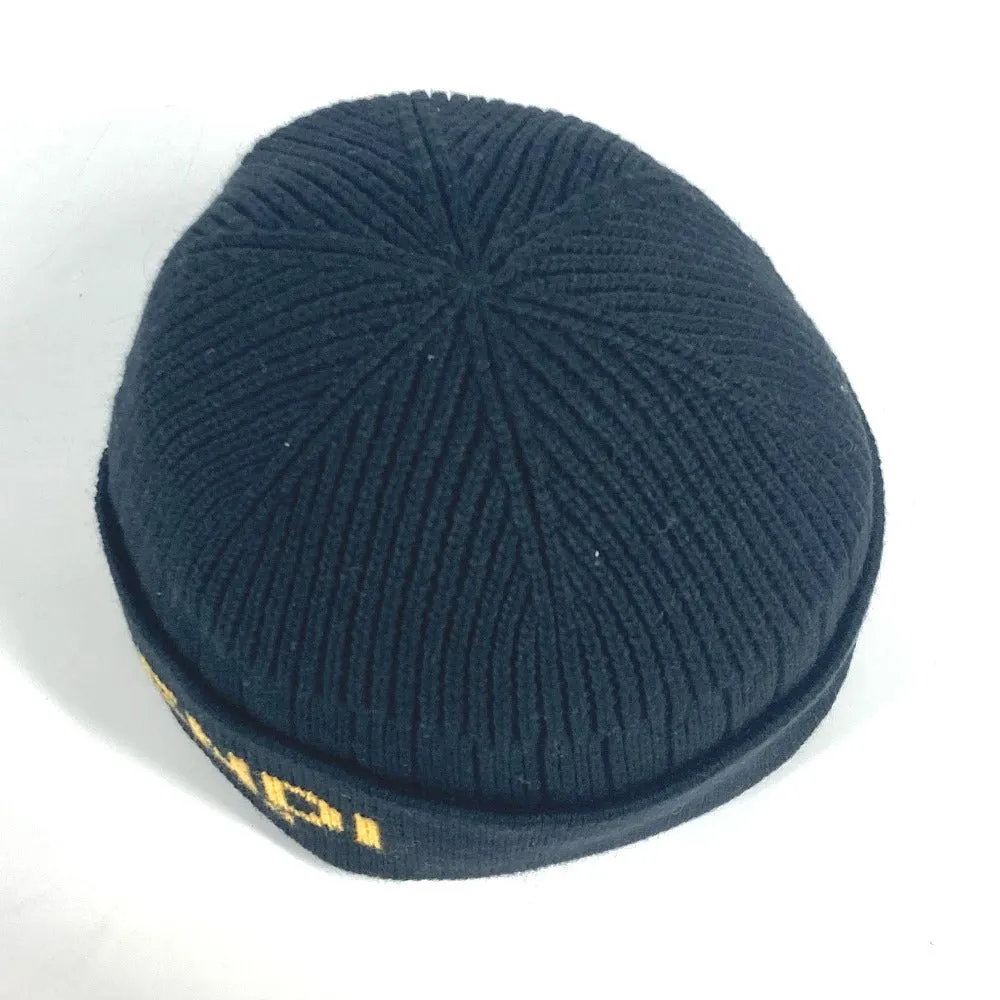 FENDI Knit hat FXQ108 Cotton, Cashmere black logo