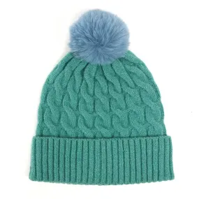 Green Cable Knit Hat 50% Recycled Polyester