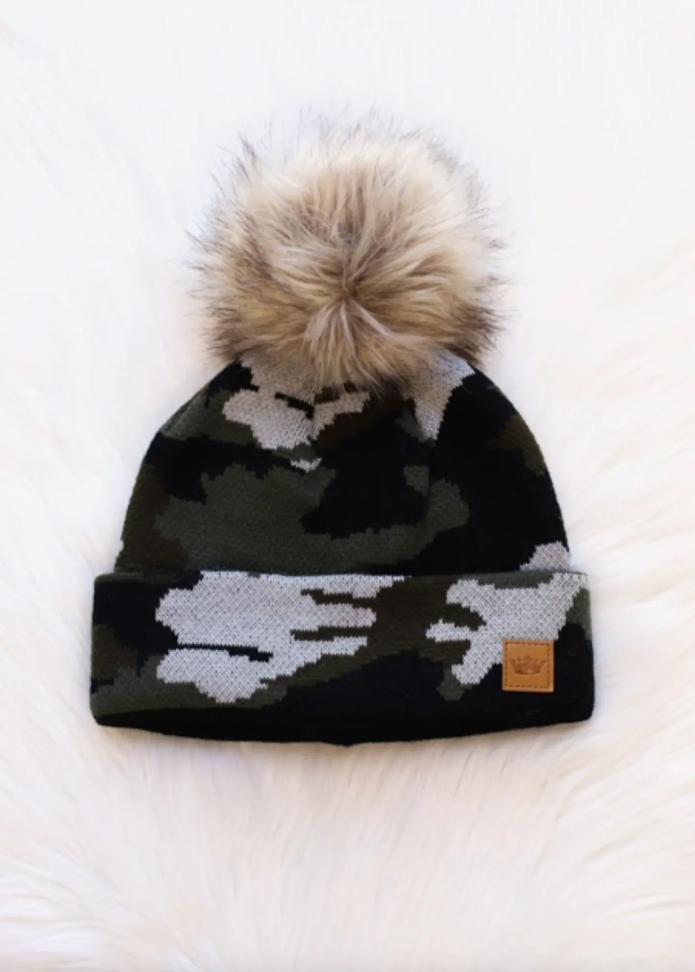 Green Camo Pom Hat