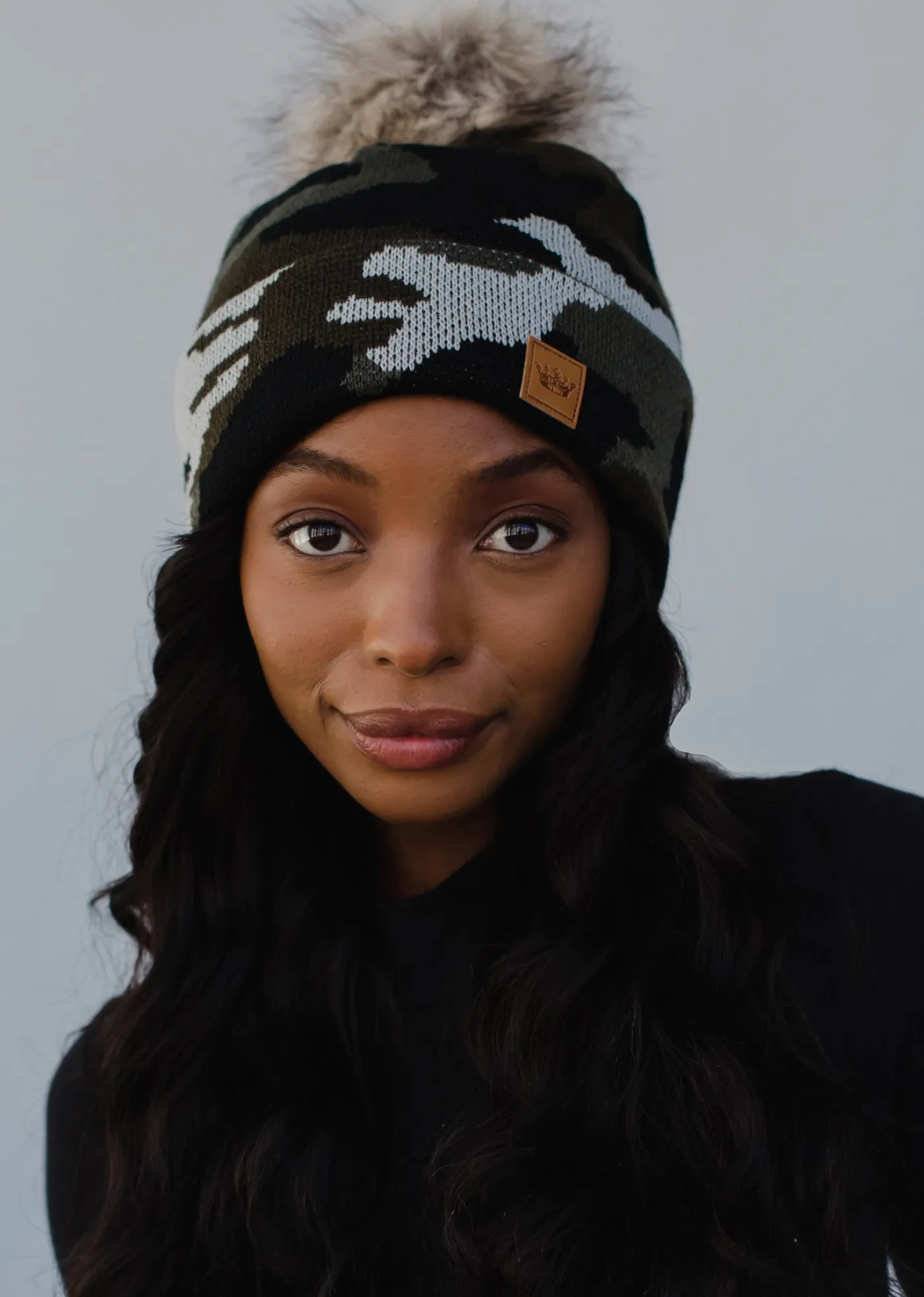 Green Camo Pom Hat