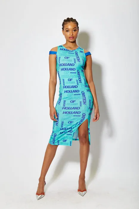 House of Holland All Over Print Sleeveless Fitted Dress