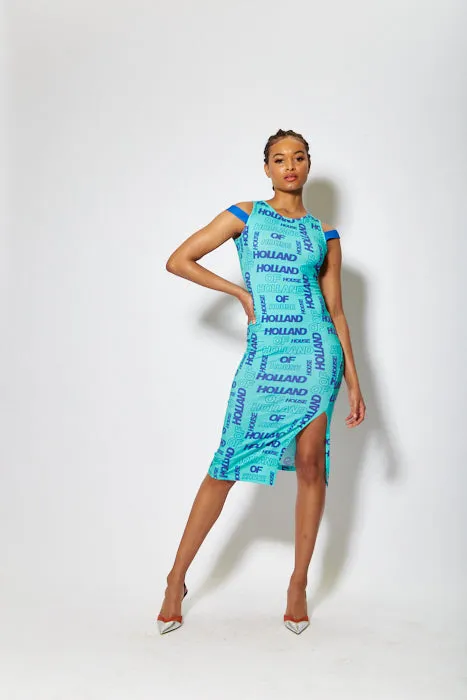 House of Holland All Over Print Sleeveless Fitted Dress