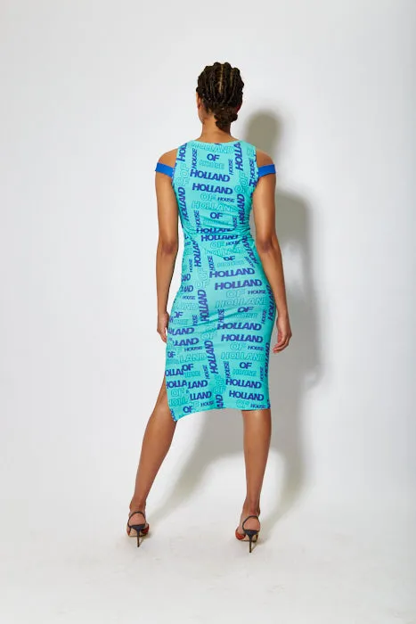 House of Holland All Over Print Sleeveless Fitted Dress