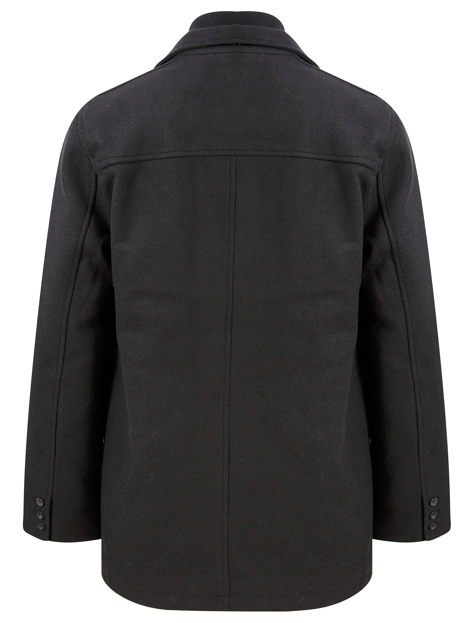 Indus Wool Look Funnel Neck Collar Tailored Coat with Quilted Mock Insert in Black - Tokyo Laundry
