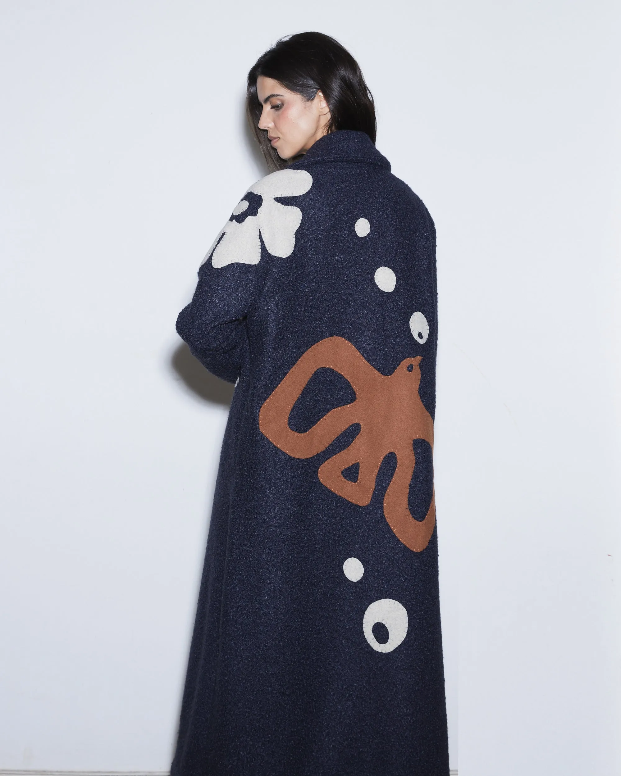 LIBERTY NAVY BOUCLE COAT