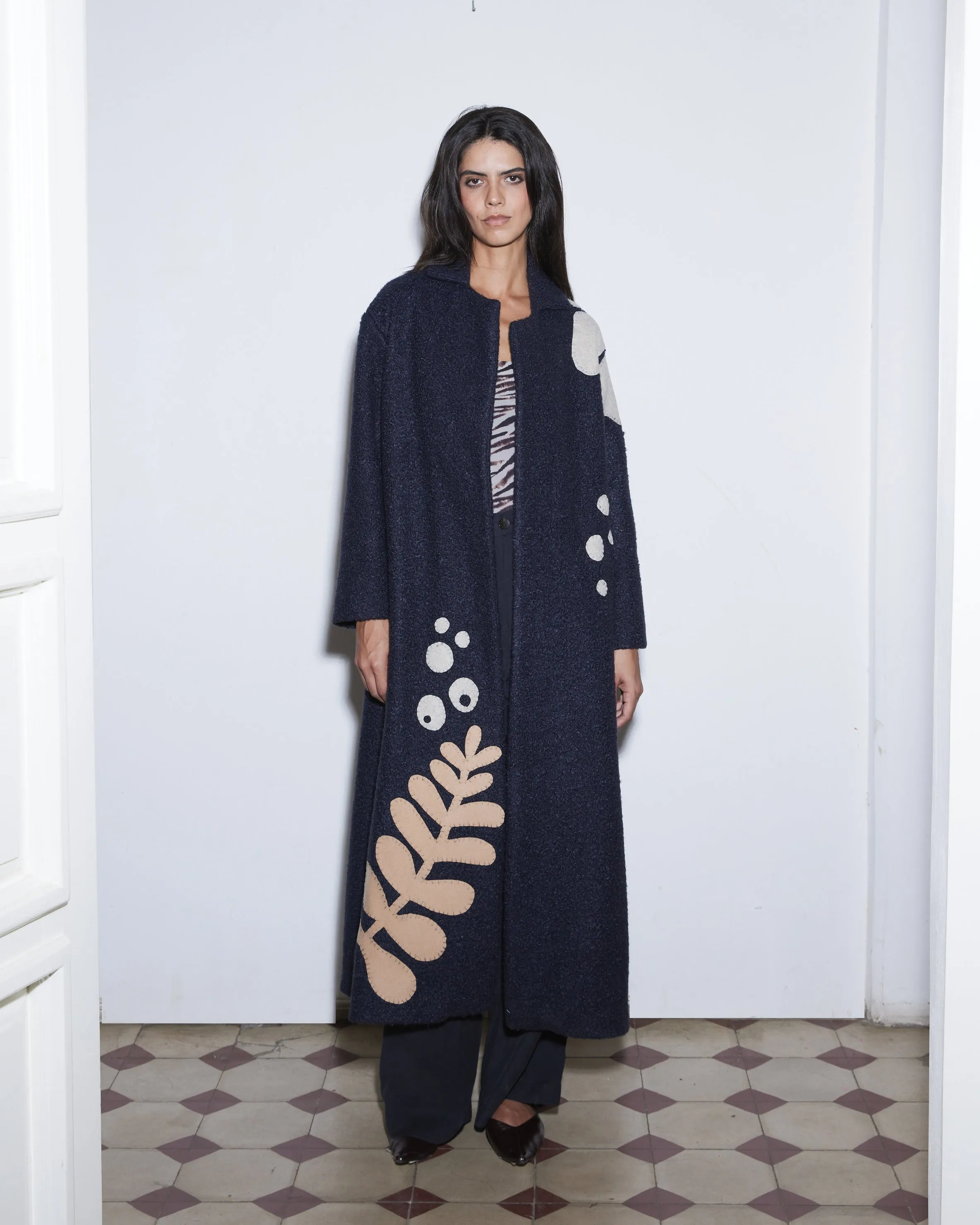 LIBERTY NAVY BOUCLE COAT