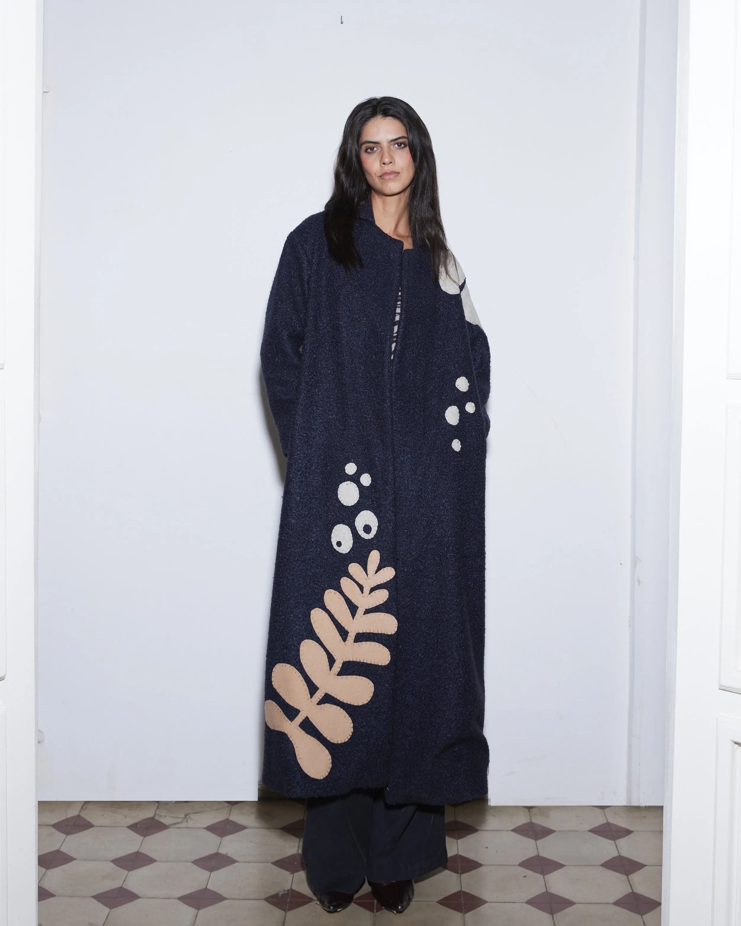 LIBERTY NAVY BOUCLE COAT