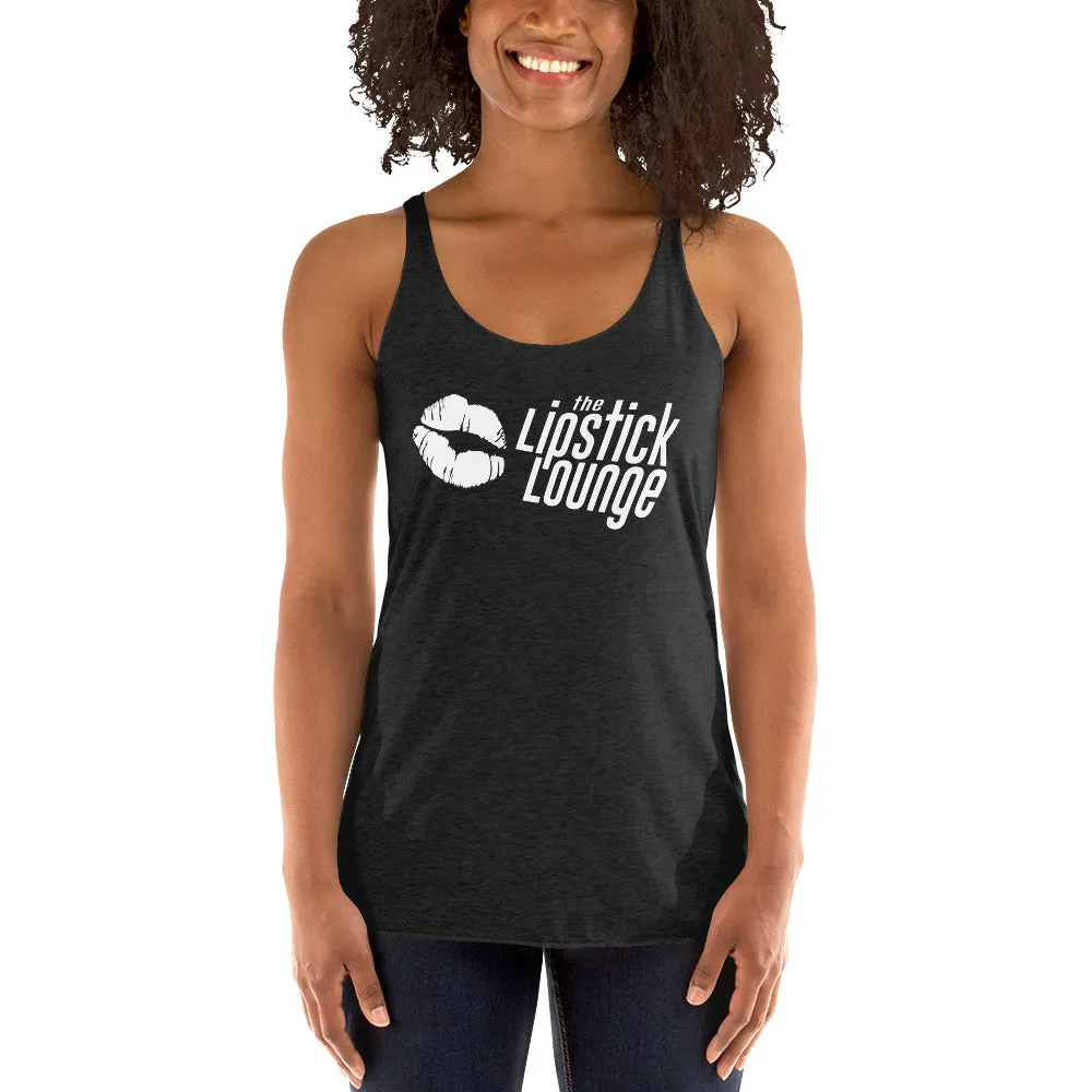 Lipstick Lounge White/Black Logo Racerback Tank