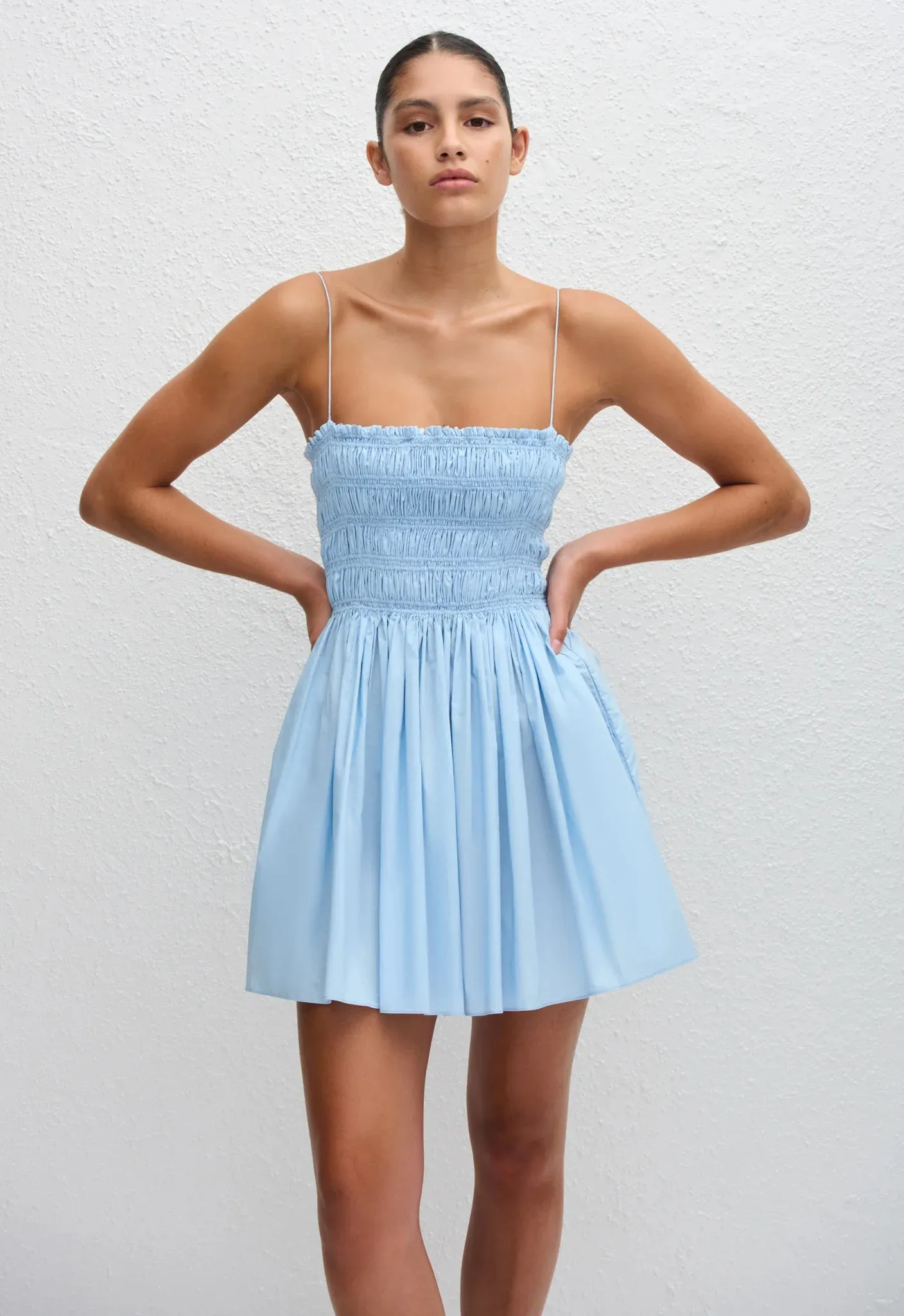 Matteau Shirred Bodice Mini Dress in Sky