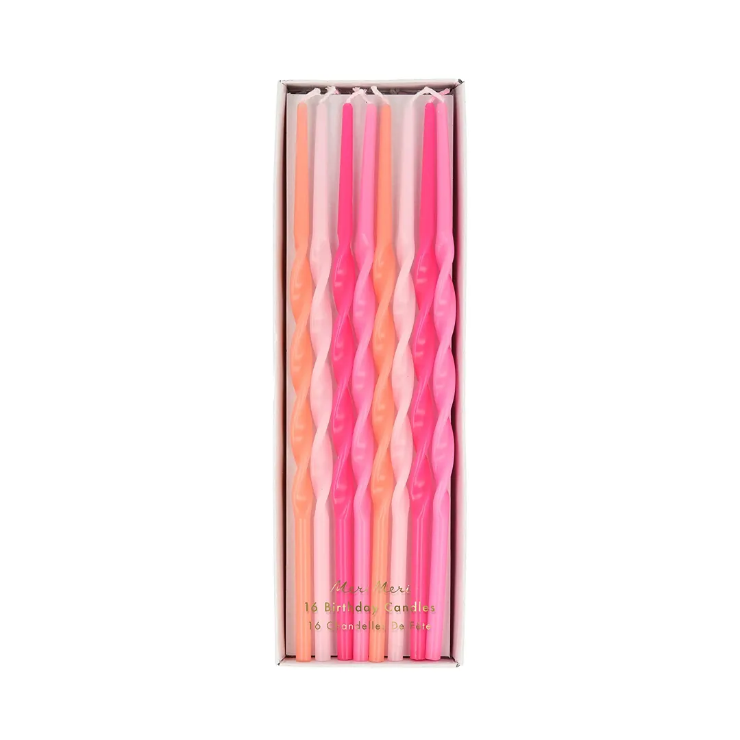 Meri Meri Candles Pink Twisted Long