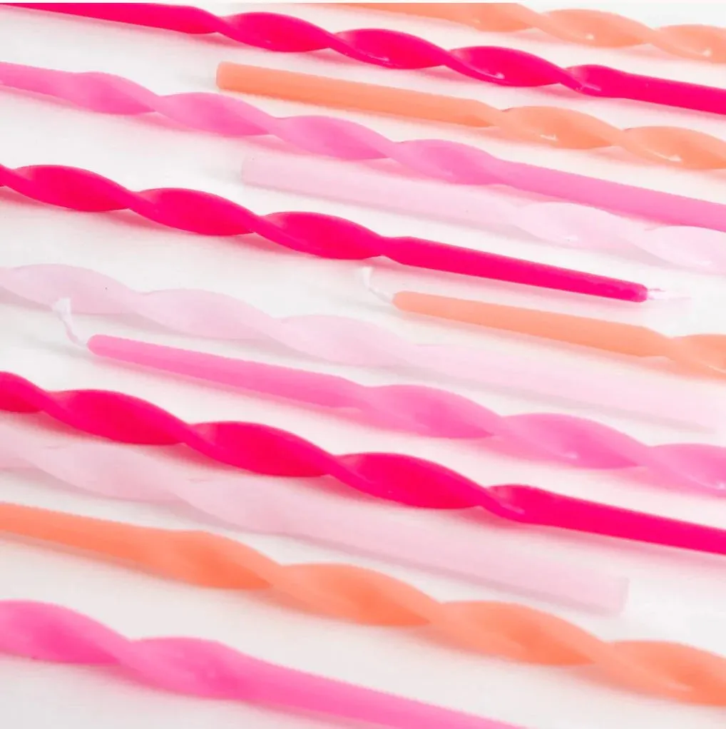 Meri Meri Candles Pink Twisted Long