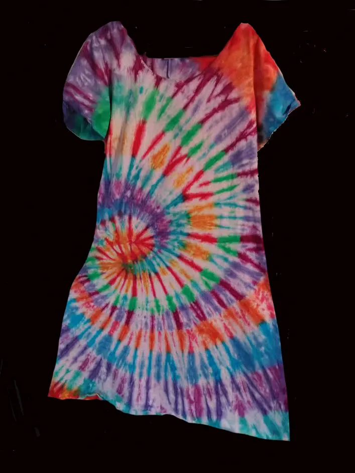 Women's Short Sleeve dress/ rainbowSwirl