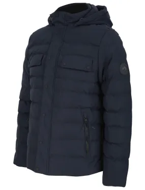 Yitro Quilted Puffer Coat with Hood In Sky Captain Navy - Tokyo Laundry