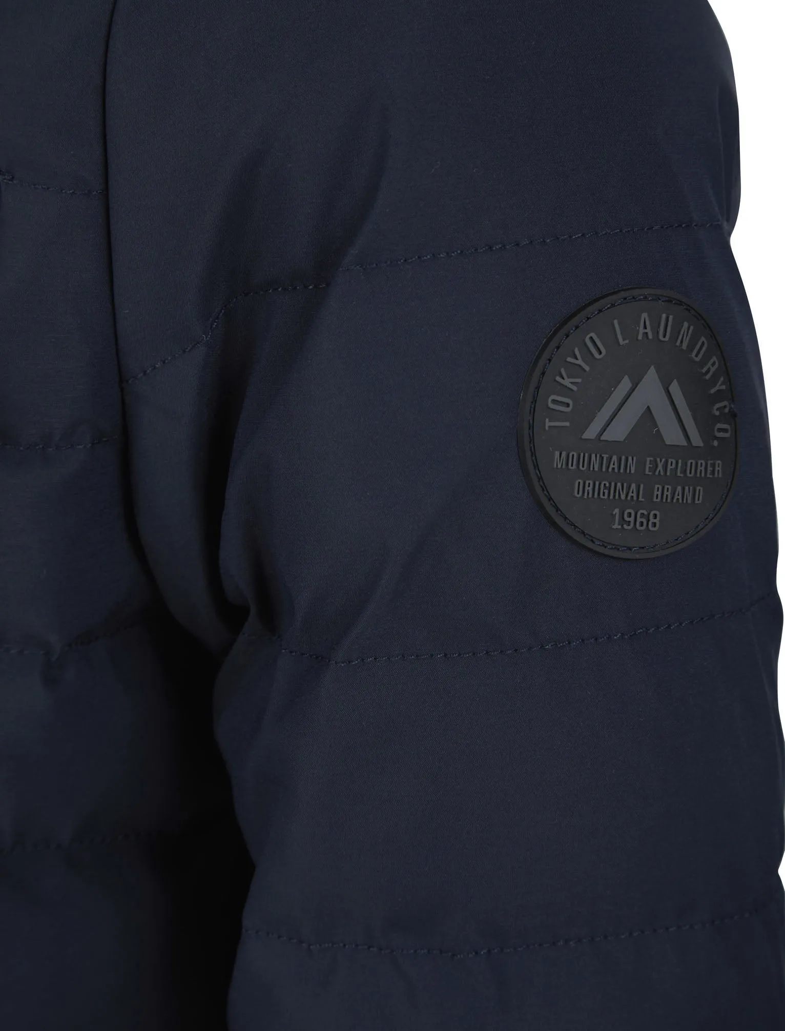 Yitro Quilted Puffer Coat with Hood In Sky Captain Navy - Tokyo Laundry